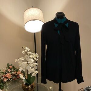 LOFT Black Bow-Tie Blouse